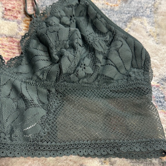 Aerie Real Good Lace Bralette Women’s Medium Green Wireless Crop Top - Picture 6 of 6